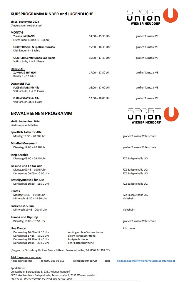 Kursübersicht 2024-25