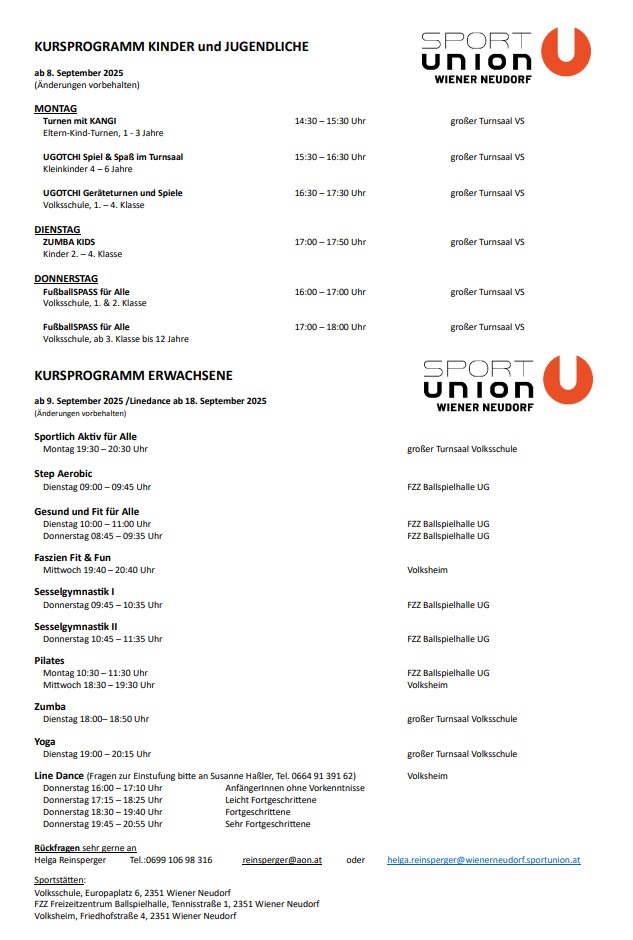 Kursübersicht 2025-26