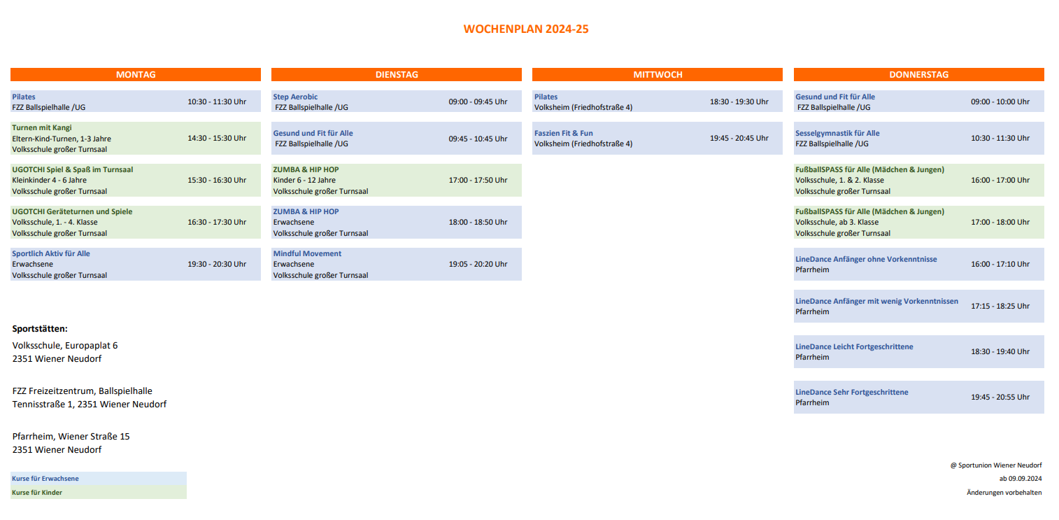 Wochenplan 2024-25