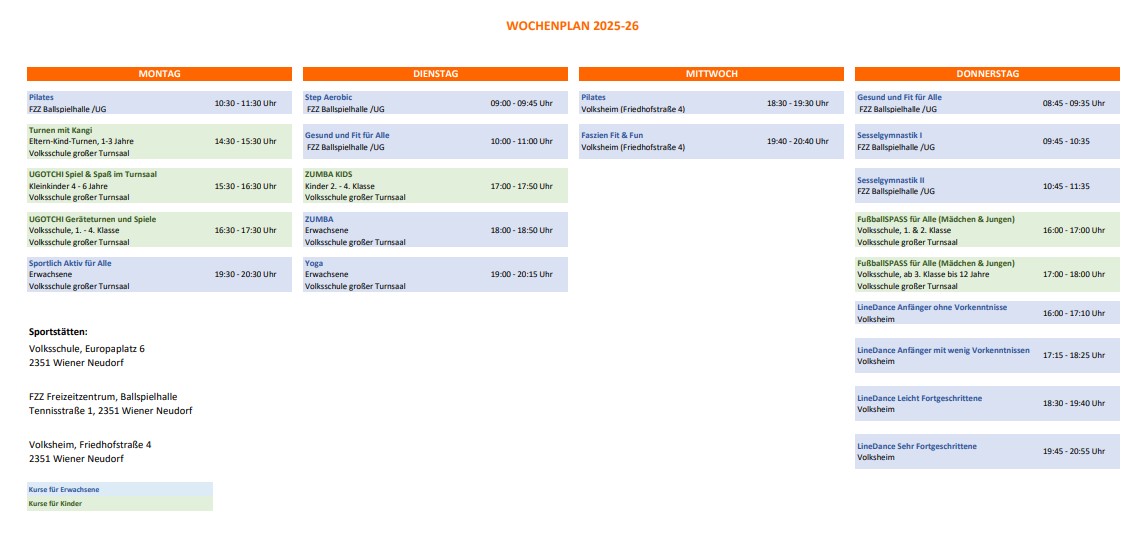 Wochenplan 2025-26