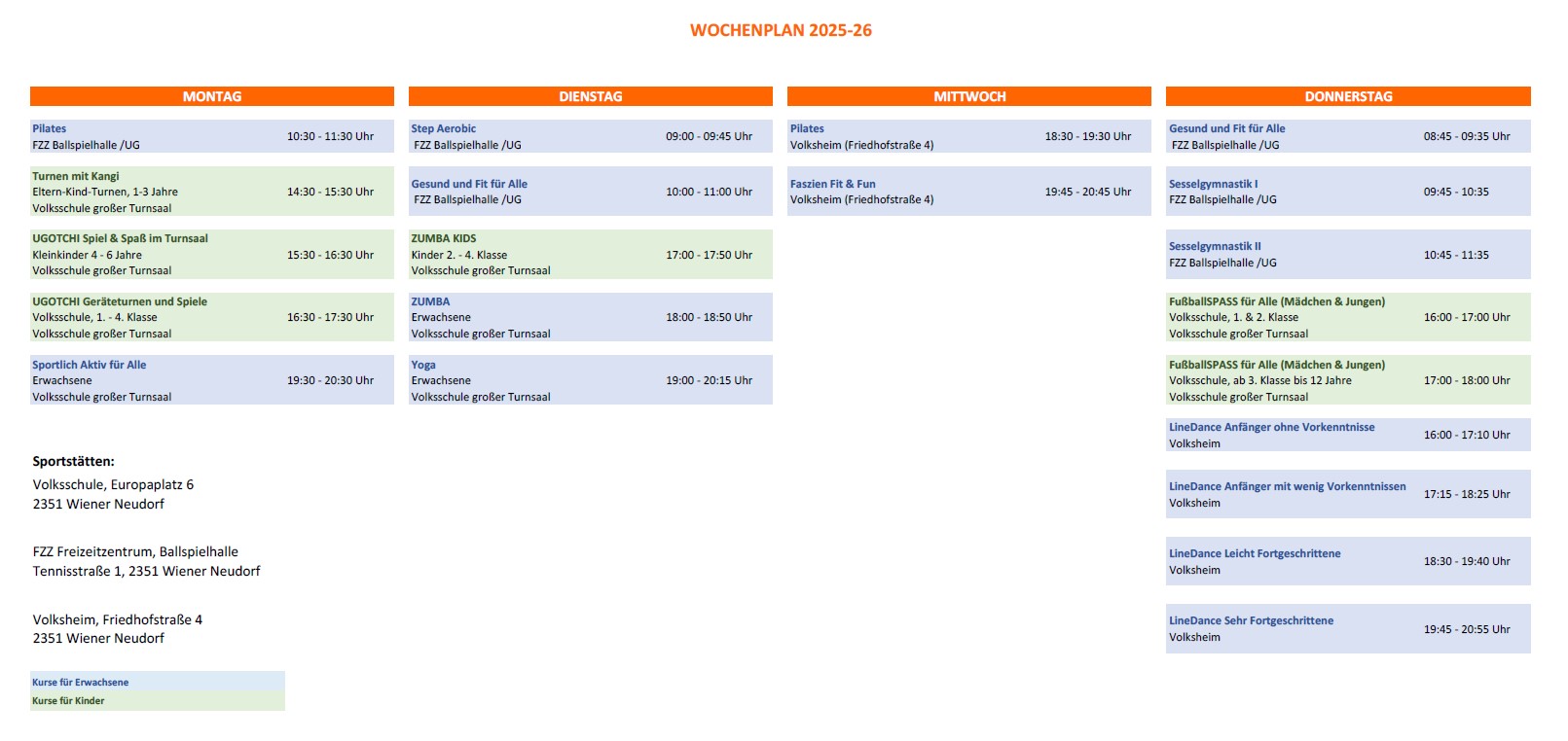 Wochenplan 2025-26