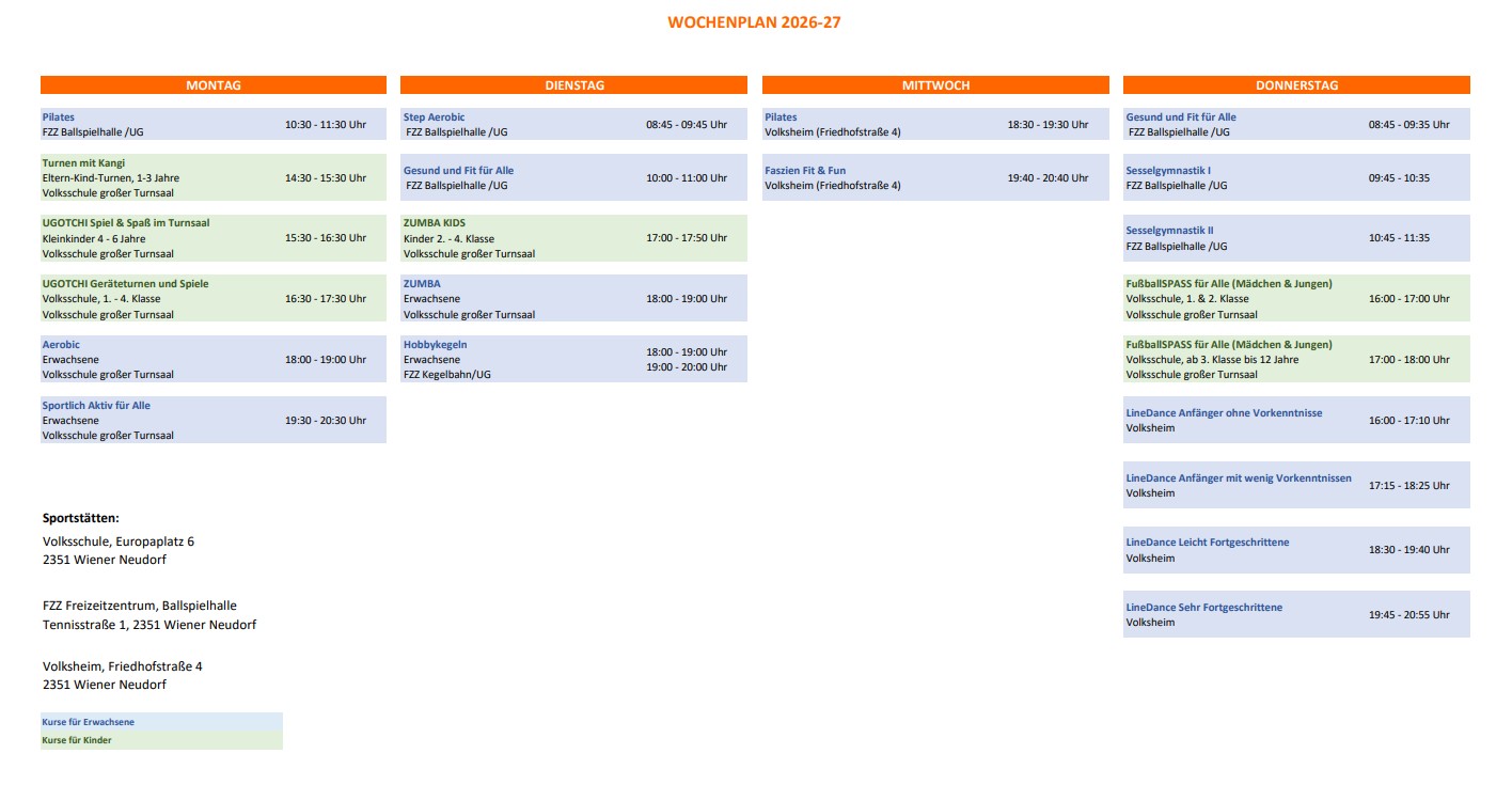 Wochenplan 2026-27